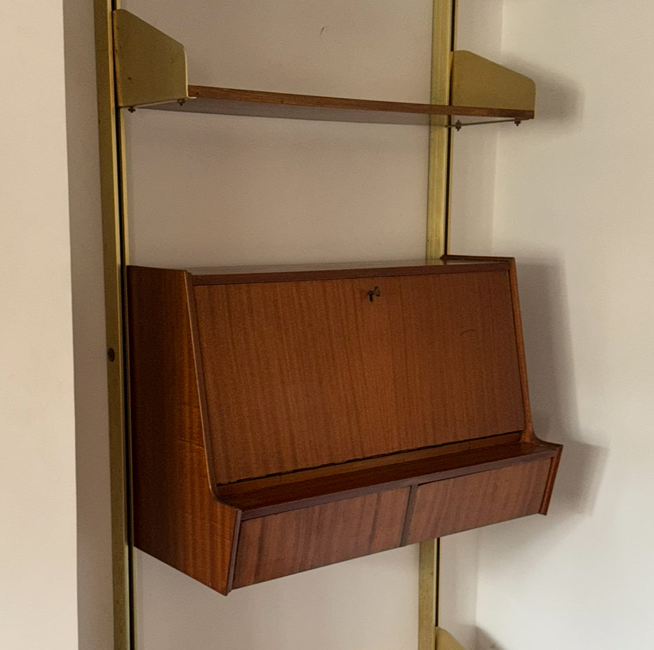 FEAL Bookcase with Bar/Writing Module -Italy 50s
