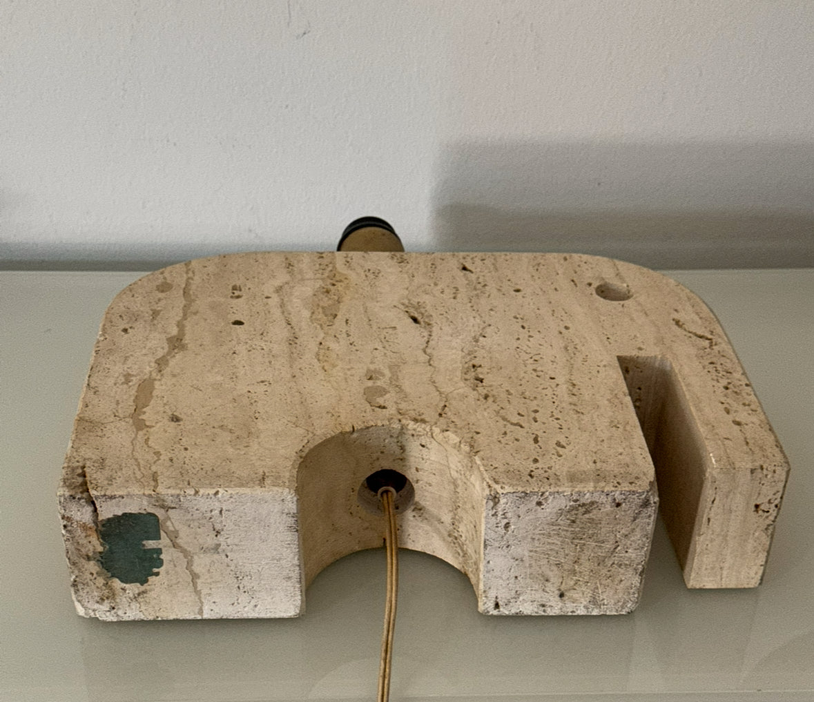 Large Travertine Elephant Table Lamp - Fratelli Mannelli 1970