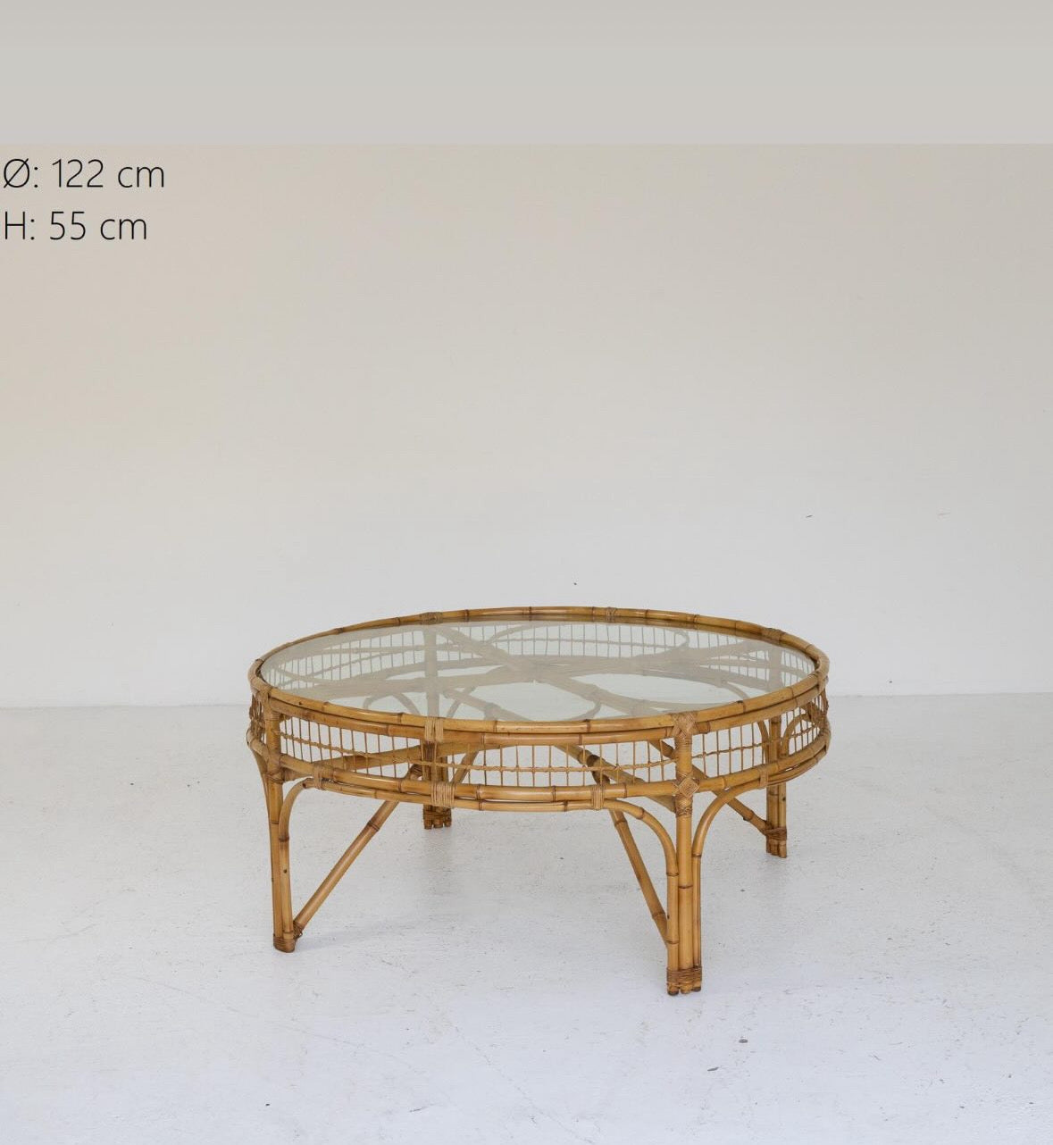 Large Italian 60s Bamboo Coffee Table