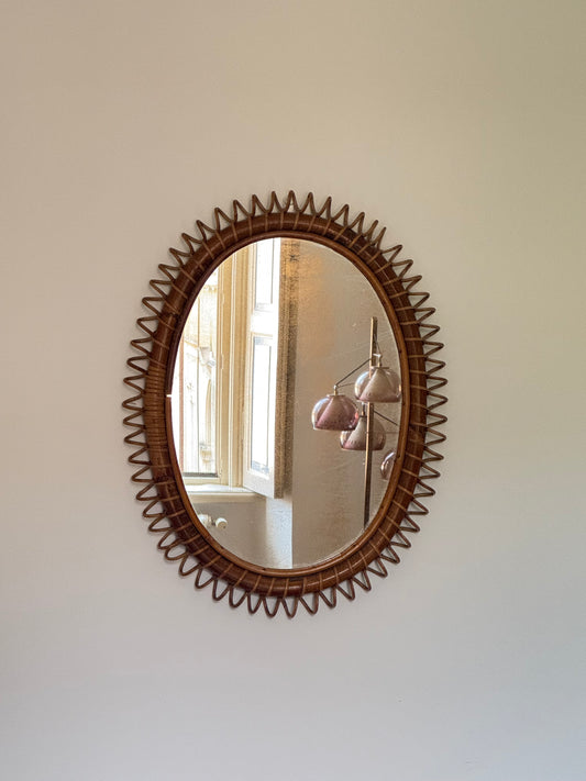 Italian 60s Rattan Mirror