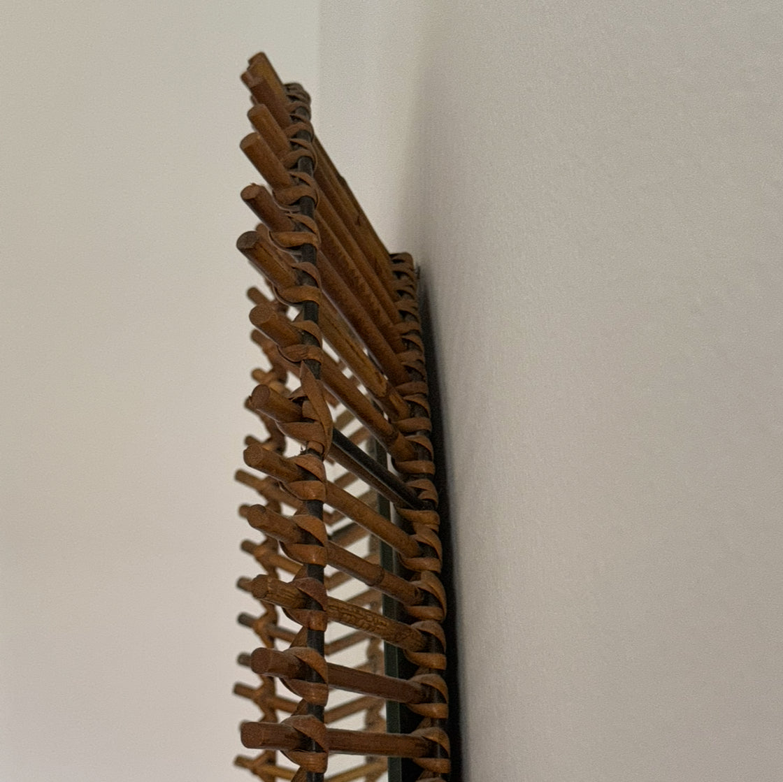 Large Italian 60s Rattan Mirror