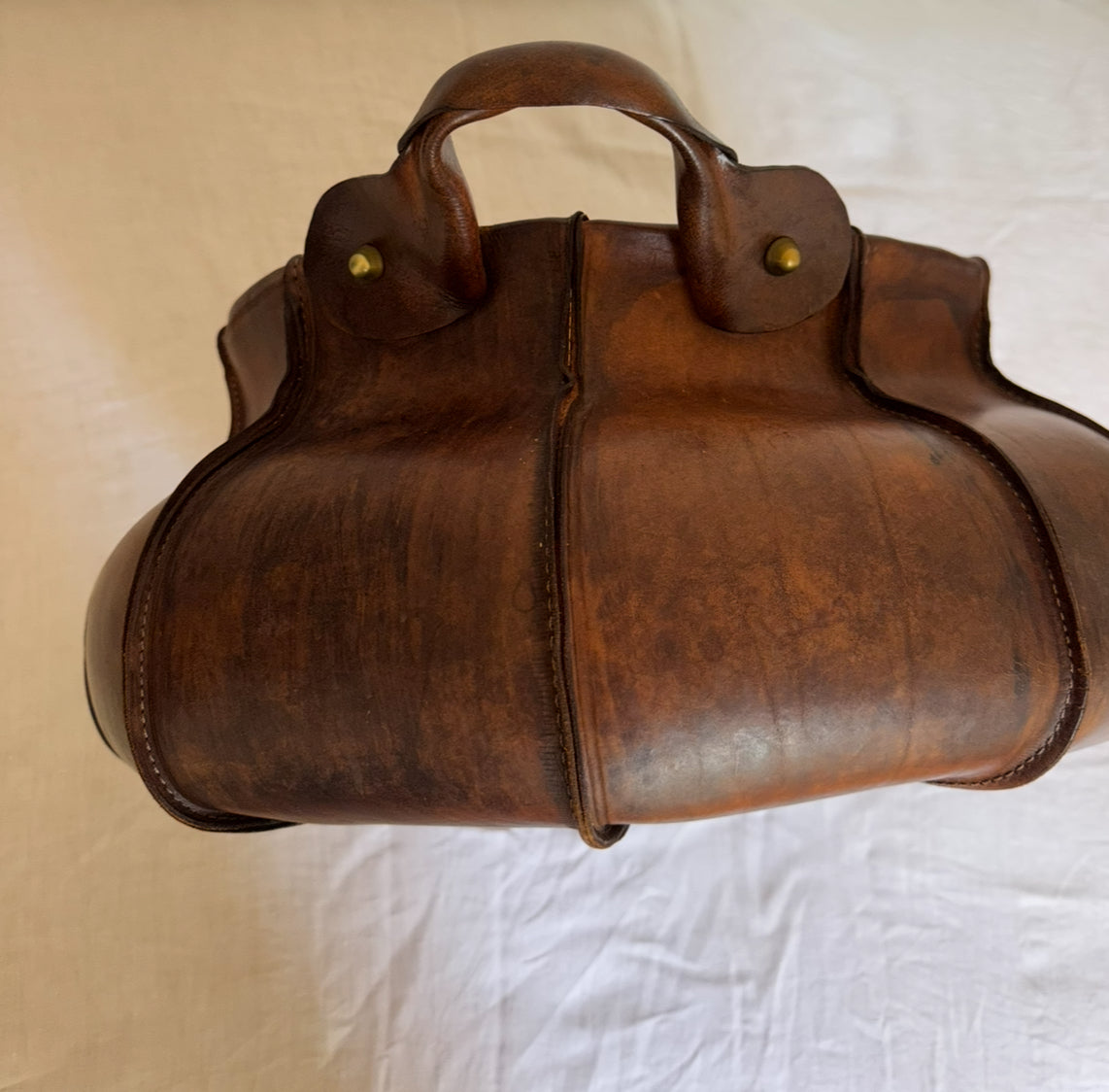 Large Leather Storage Basket - Italy 60s