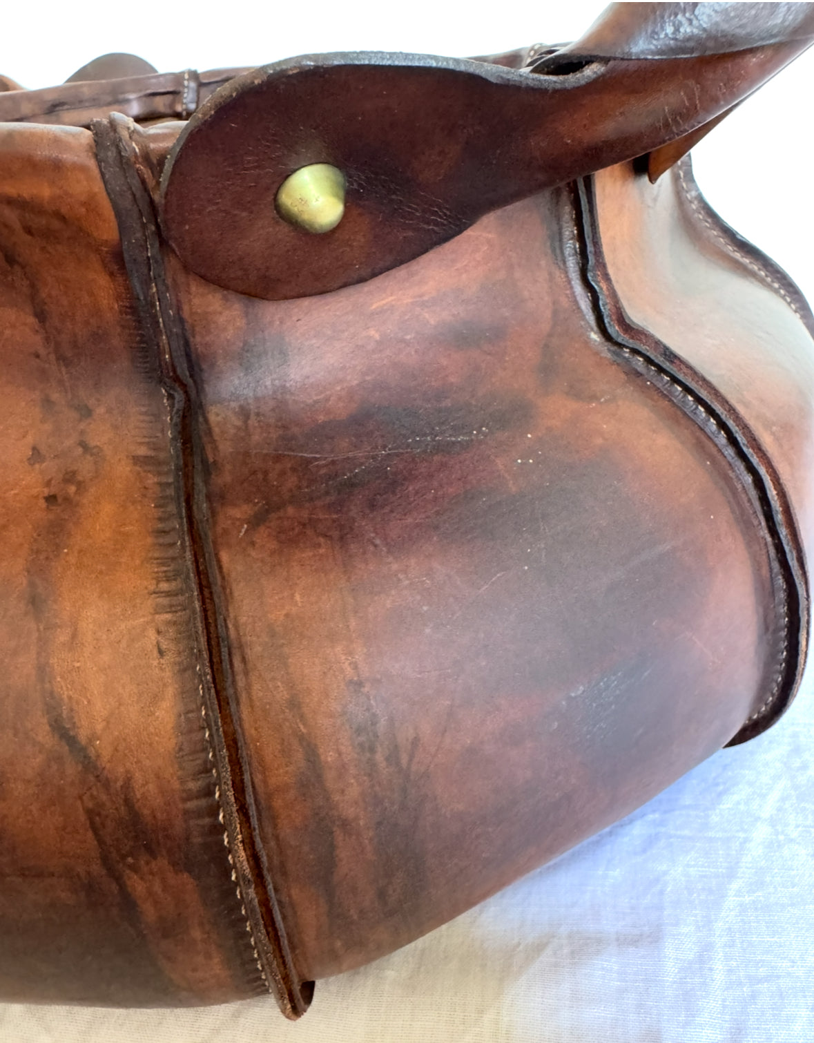 Large Leather Storage Basket - Italy 60s