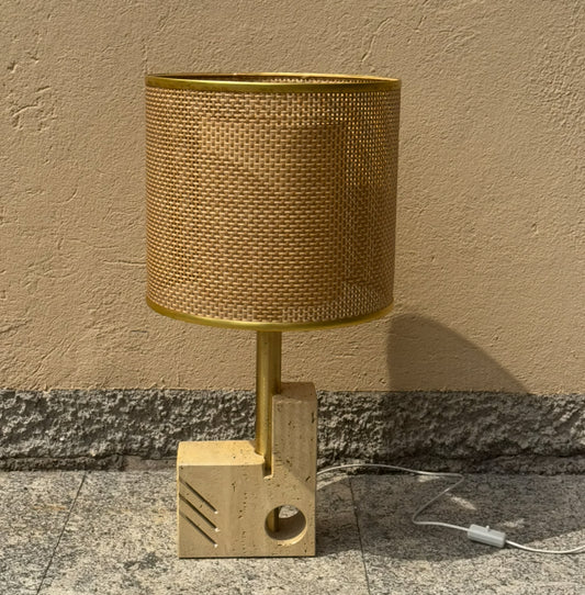 Travertine Table Lamp by Fratelli Manelli - Italy 1960s
