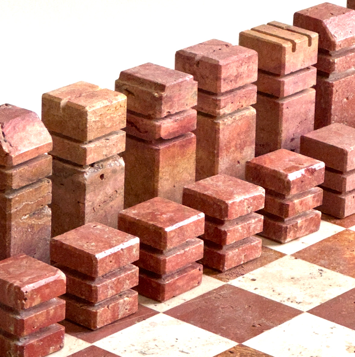 Travertine Chess Set by Angelo Mangiarotti - Italy 60s