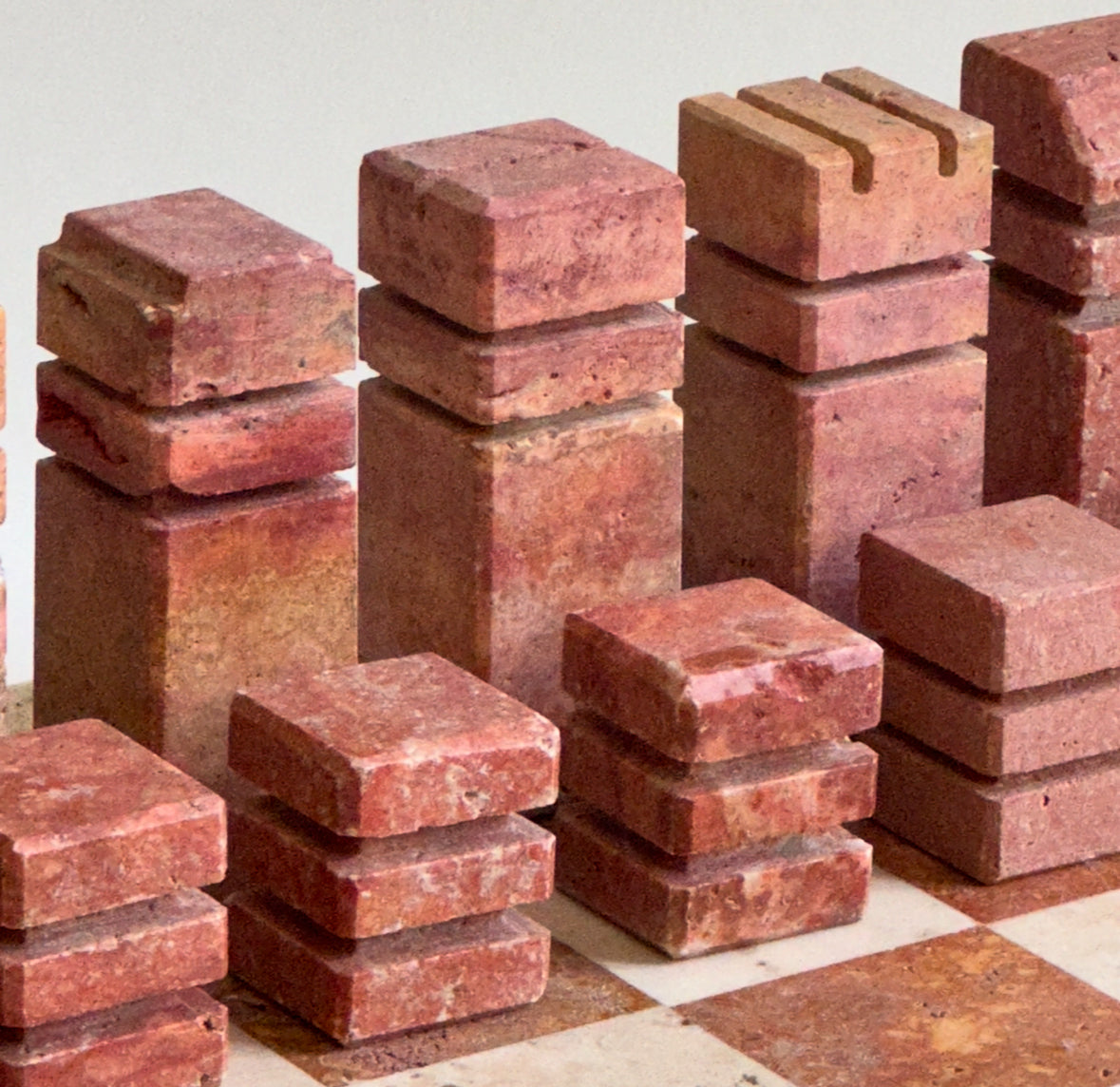 Travertine Chess Set by Angelo Mangiarotti - Italy 60s