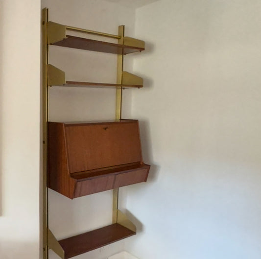 FEAL Bookcase with Bar/Writing Module -Italy 50s