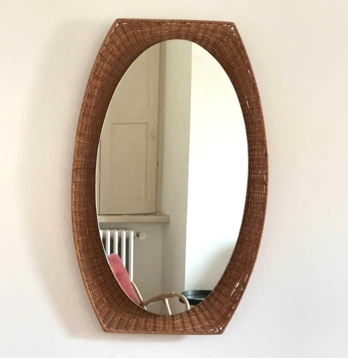 Large Rattan Mirror - Dal Vera, Italy 60s