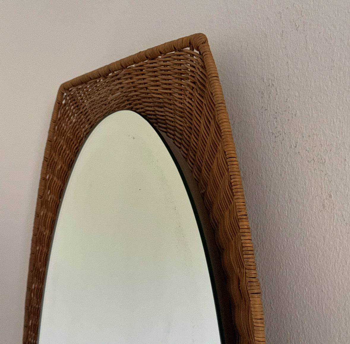 Large Rattan Mirror - Dal Vera, Italy 60s