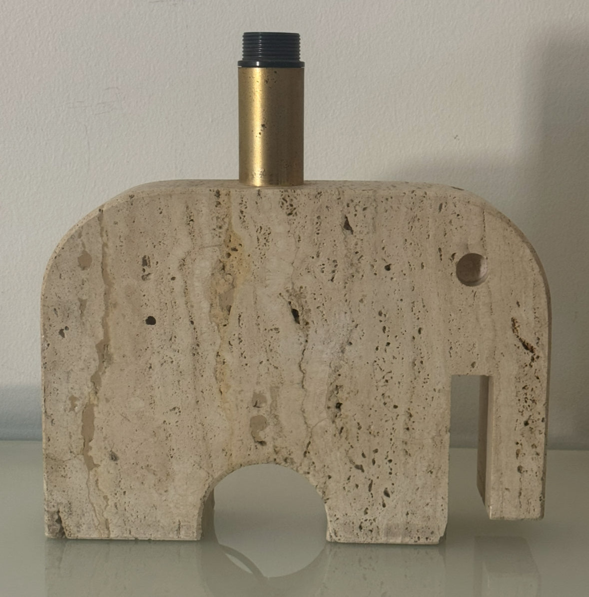 Large Travertine Elephant Table Lamp - Fratelli Mannelli 1970