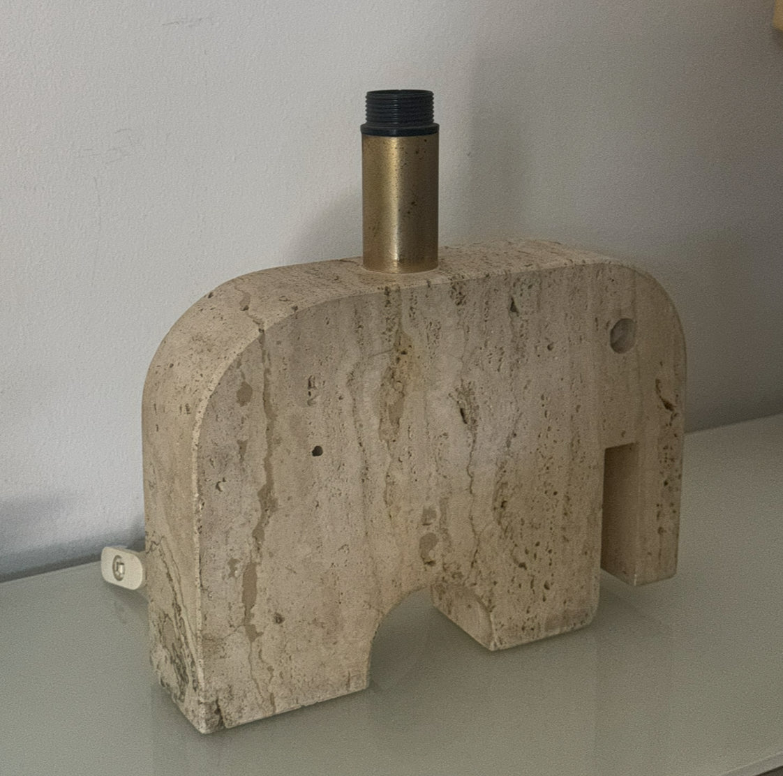 Large Travertine Elephant Table Lamp - Fratelli Mannelli 1970