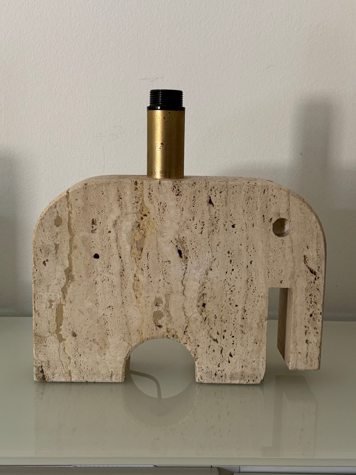 Large Travertine Elephant Table Lamp - Fratelli Mannelli 1970