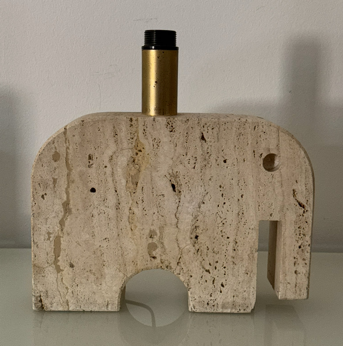Large Travertine Elephant Table Lamp - Fratelli Mannelli 1970