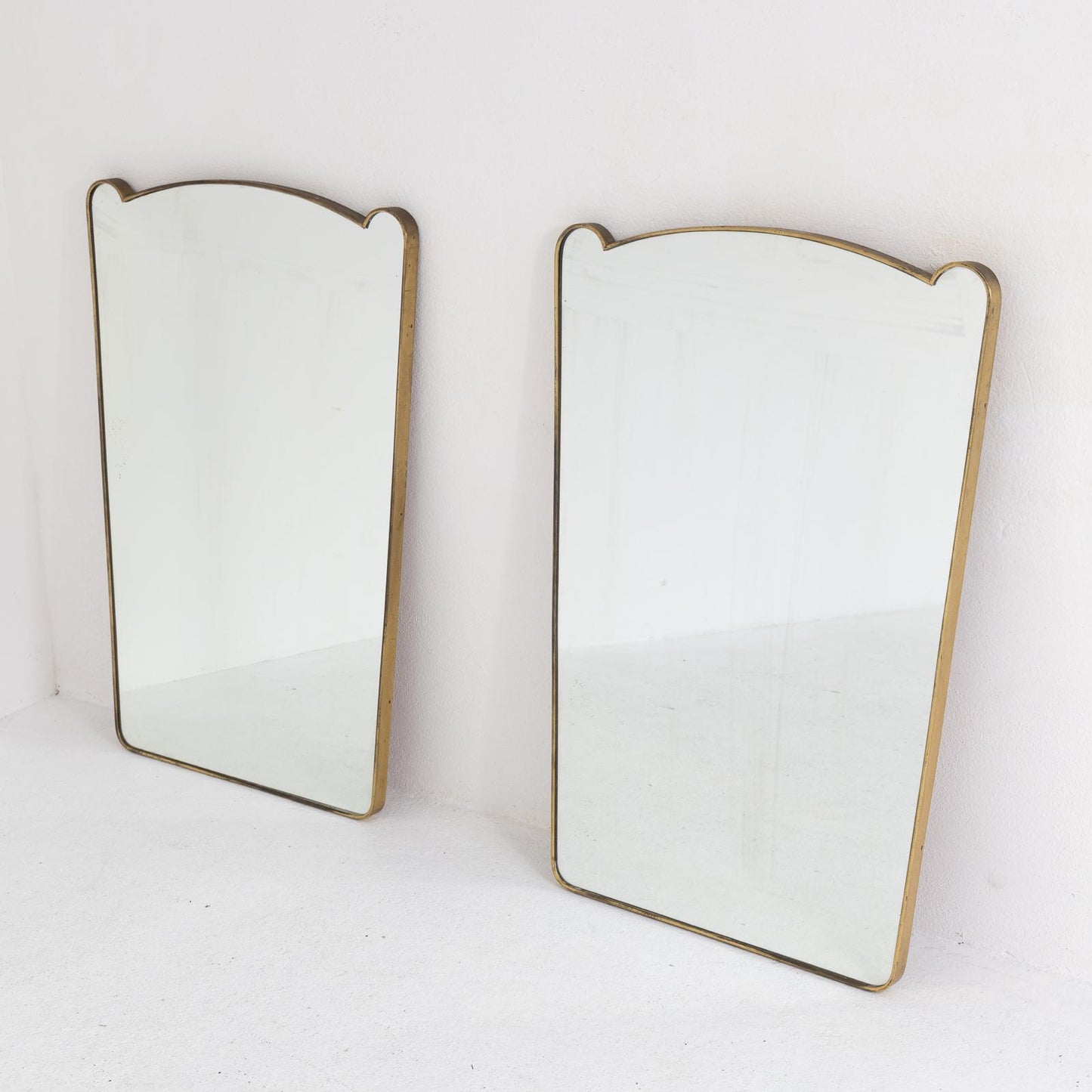 Pair Brass Italian 50s Mirrors
