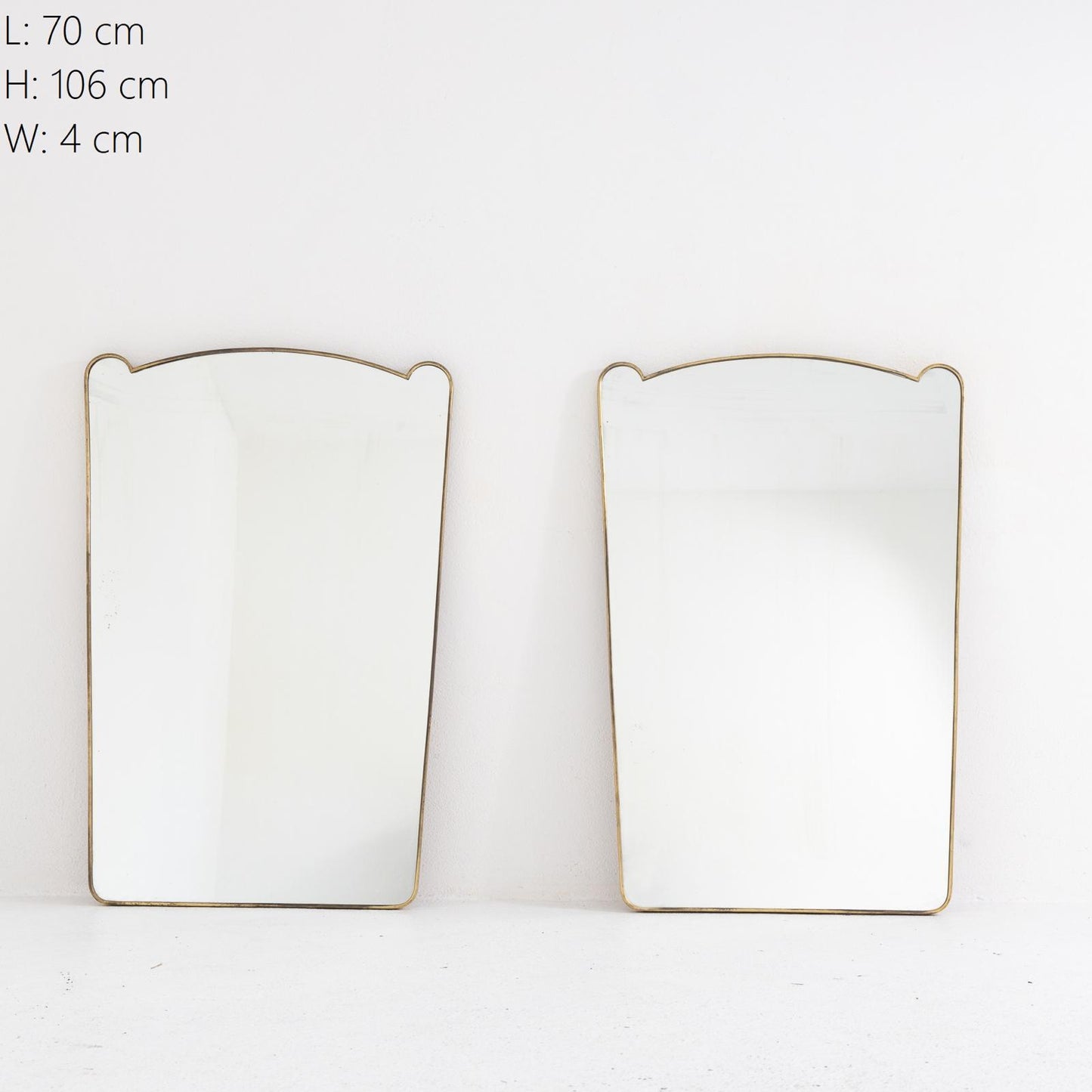 Pair Brass Italian 50s Mirrors