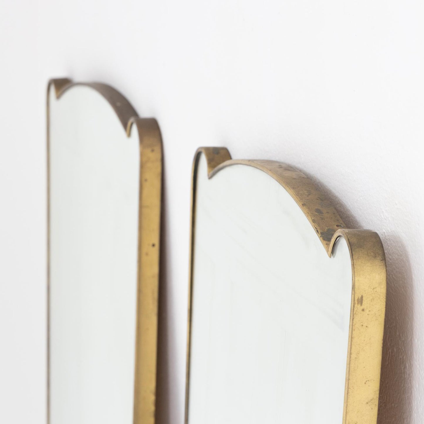 Pair Brass Italian 50s Mirrors