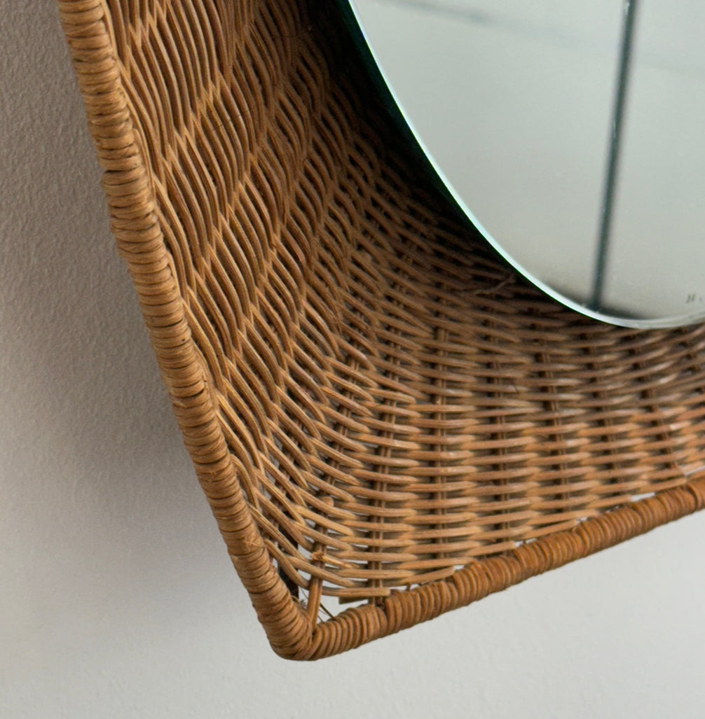 Pair of Roma Cantu Italian Rattan Mirrors