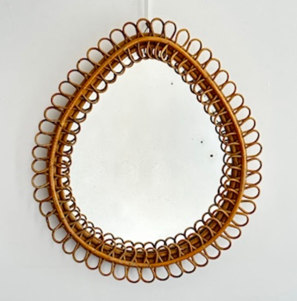Rattan Teardrop Albini Mirror Italy 60s
